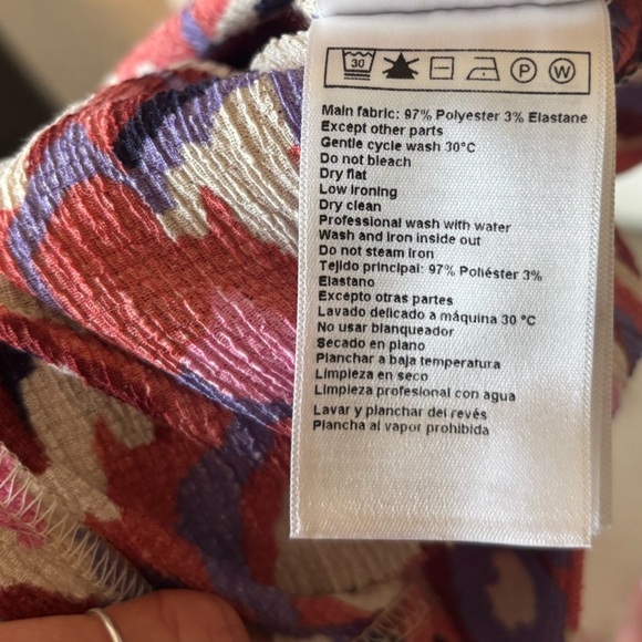 ba&sh Pleated Midi Multicolour Printed Textured Crepe Crinkle Short Sleeve Dress - Picture 17 of 17